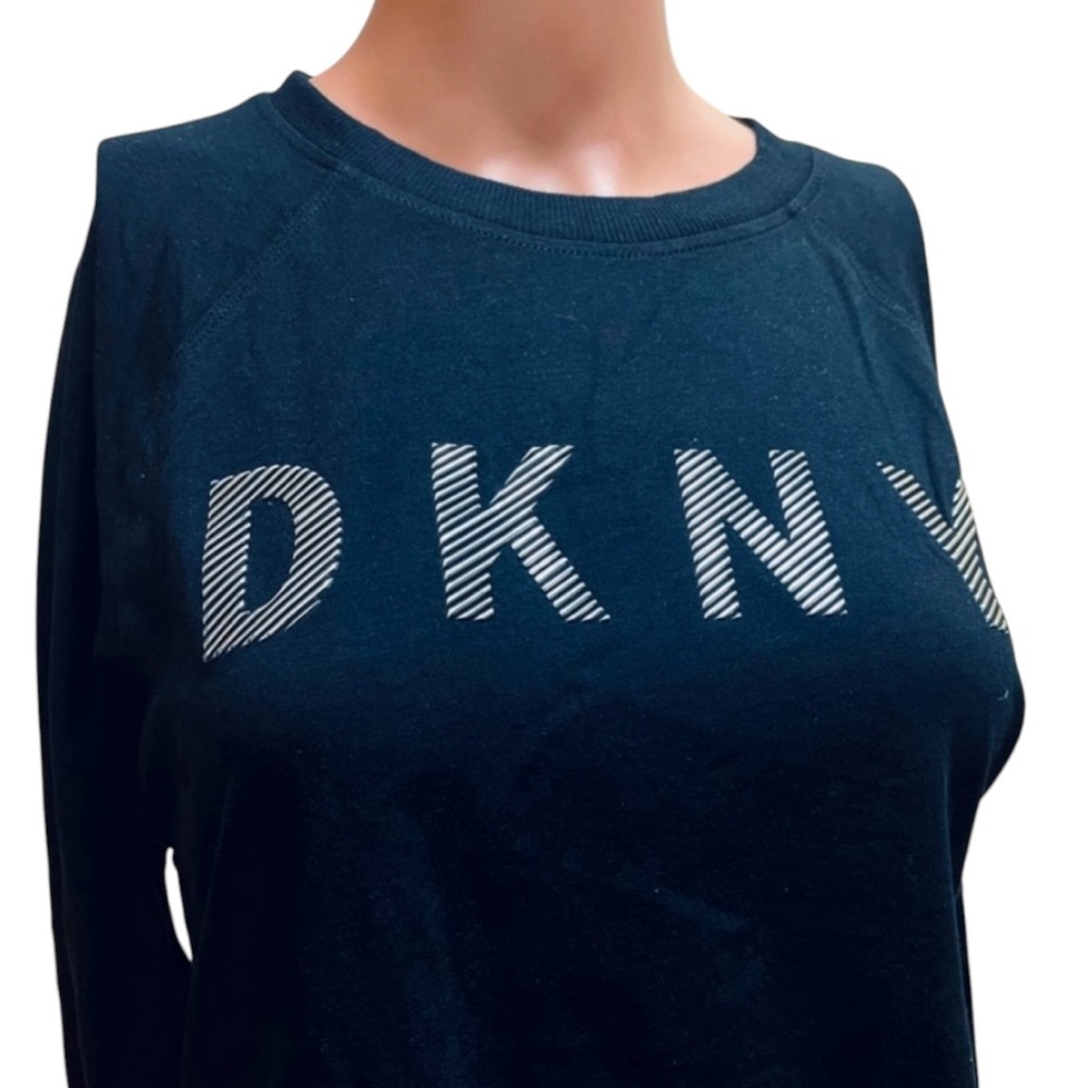 DKNY SPORTS TOP SILVER COLOR PRINTED-LOGO LONG SLEEVE MOORING BLACK COLOR SIZE S - Picture 6 of 13